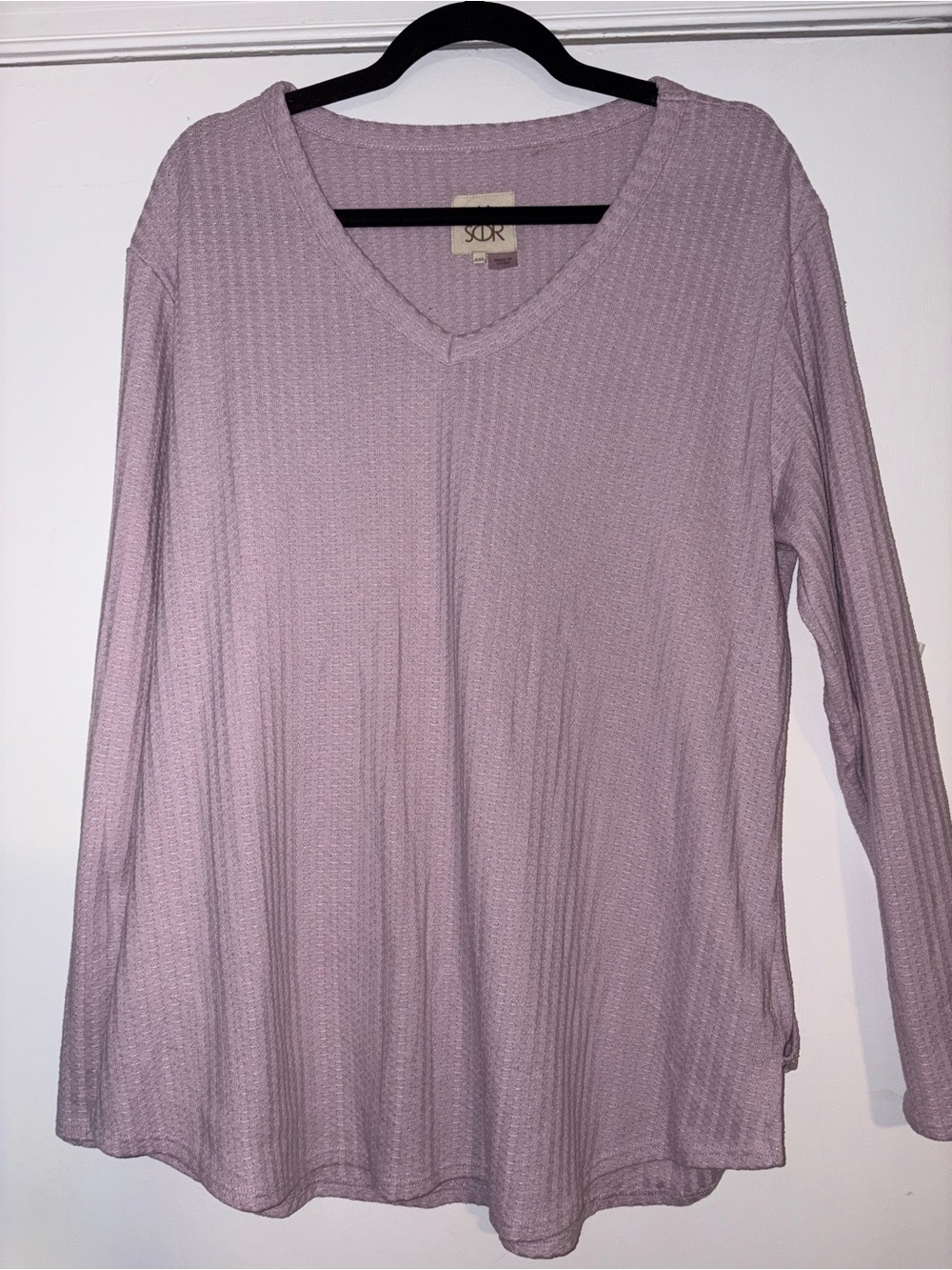 Cha Sor XXL Lavender Waffle Knit V Neck Tunic Top